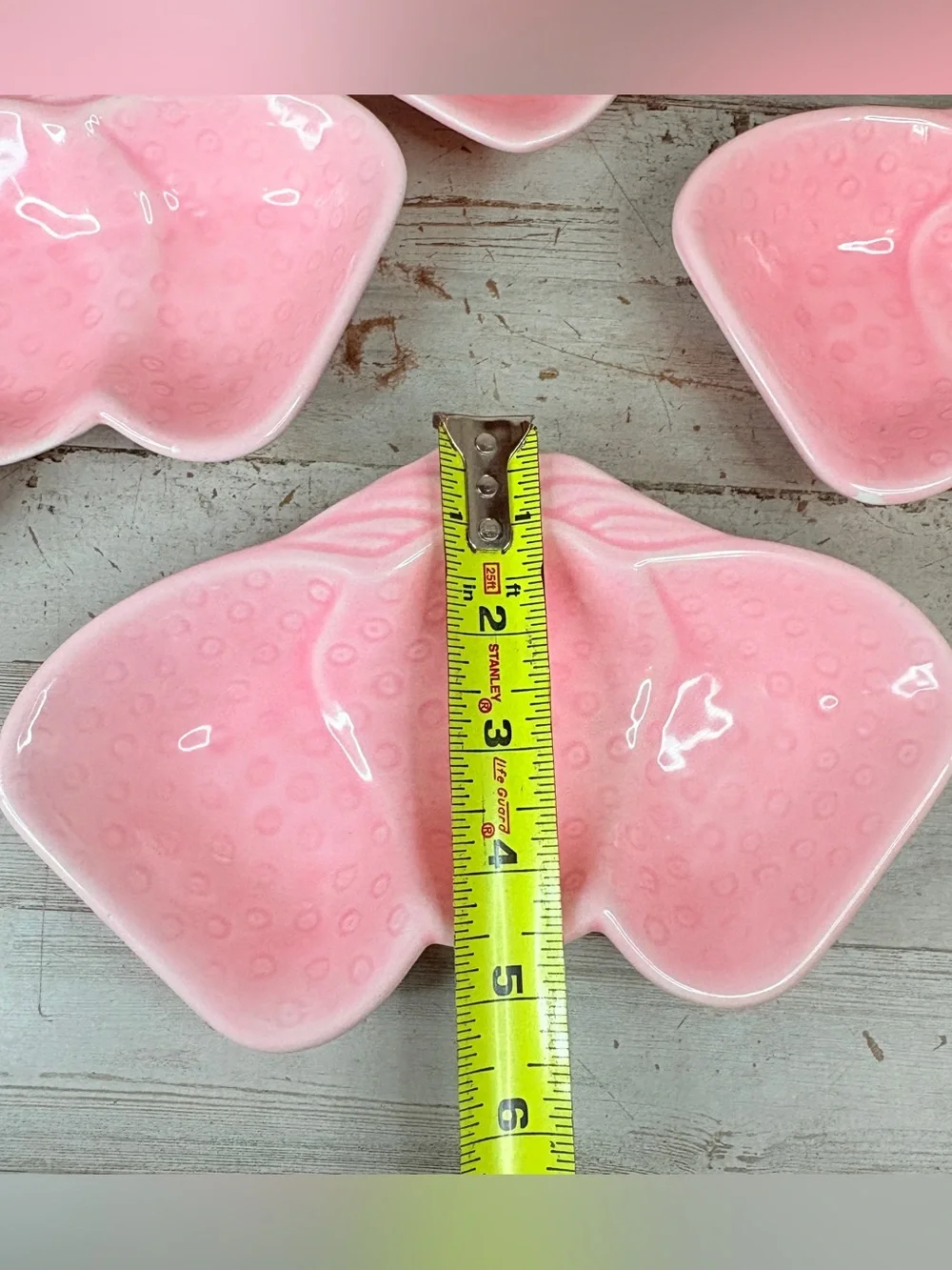 Lot Of 4 Vintage Dessert Dishes MCM Belmar of California Pink Strawberry